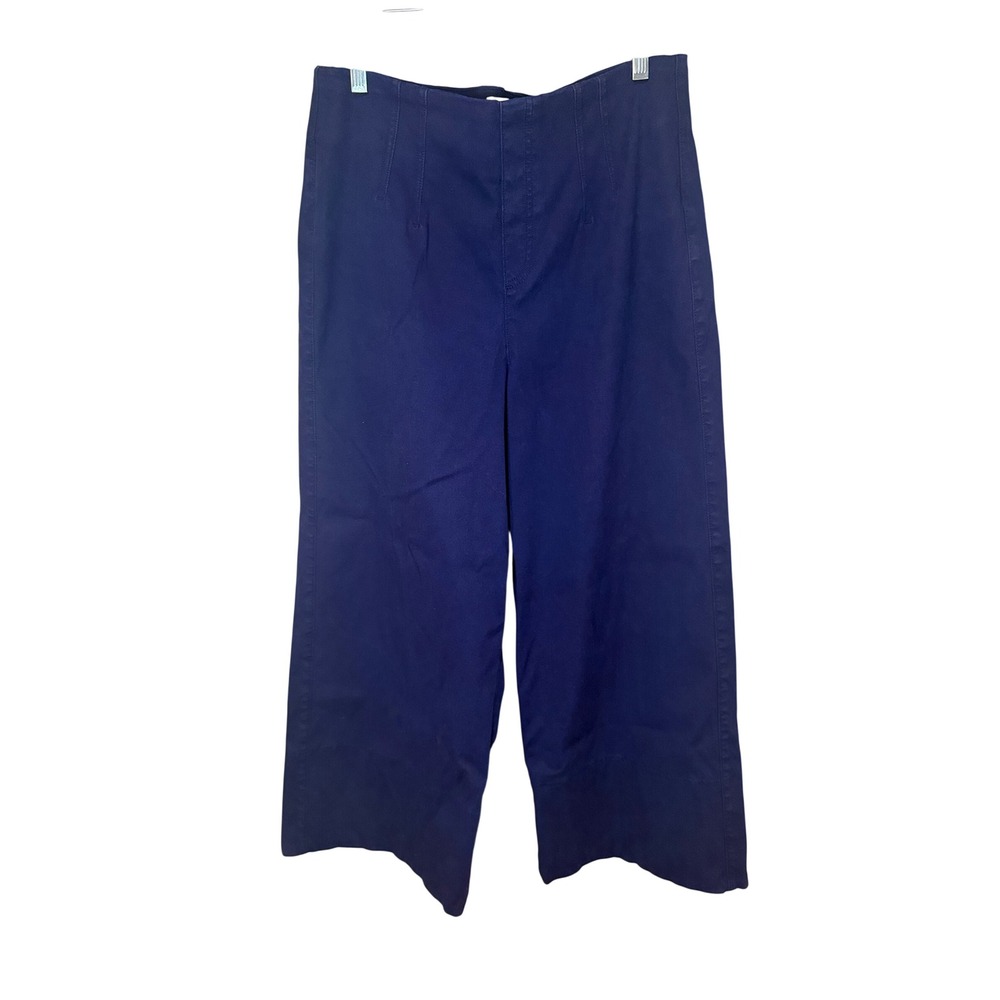 Spanx Supersmooth Stretch Twill Cropped Wide Leg Pants Pull On Blue Size Large